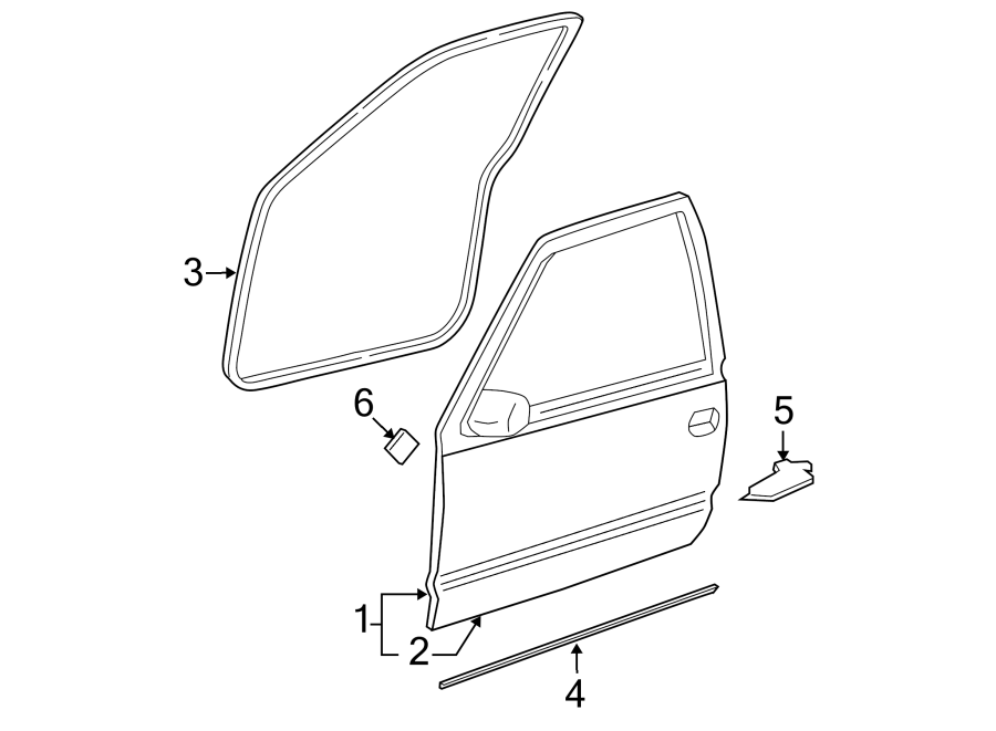 Diagram Front door. Pillars. Rocker & floor. Door & components. for your 2005 Chevrolet Silverado 1500 Z71 Off-Road Standard Cab Pickup Stepside 6.0L Vortec V8 A/T 4WD 