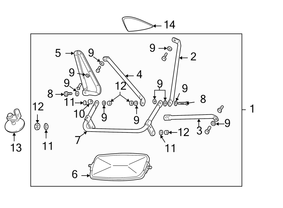 Diagram Front door. Outside mirrors. for your 2005 Chevrolet Silverado 2500 HD WT Standard Cab Pickup Fleetside 6.6L Duramax V8 DIESEL A/T 4WD 