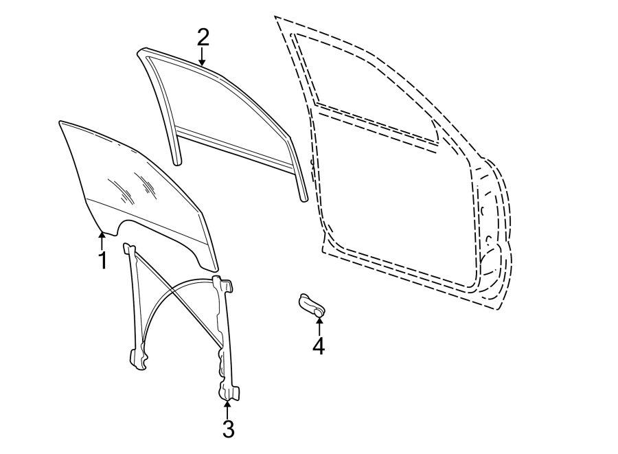 Diagram Front door. Glass & hardware. for your 2005 Chevrolet Silverado 1500 LS Standard Cab Pickup 4.3L Vortec V6 A/T RWD 