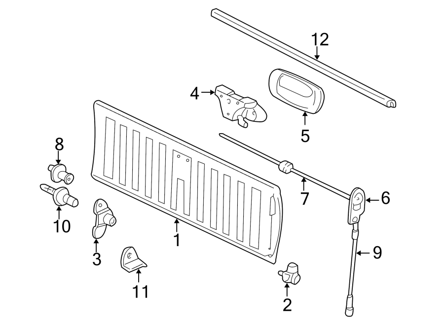 Diagram PICK UP BOX. TAIL GATE. for your 2006 GMC Sierra 3500 6.6L Duramax V8 DIESEL M/T RWD SLE Crew Cab Pickup 