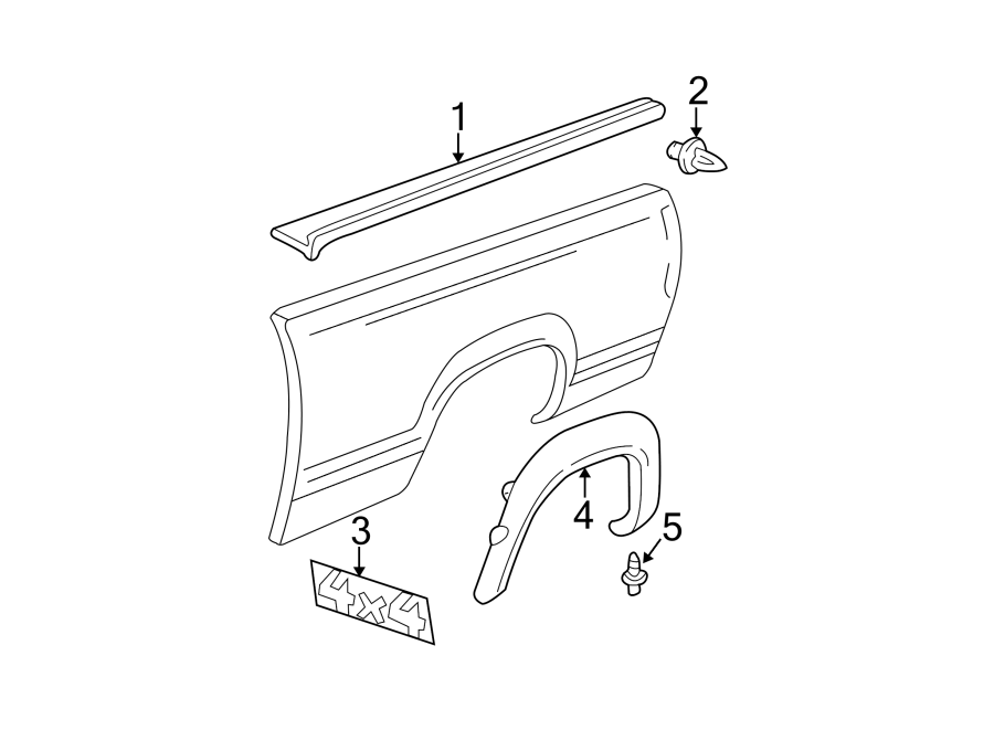 Diagram PICK UP BOX. EXTERIOR TRIM. for your 2002 GMC Sierra 3500 6.6L Duramax V8 DIESEL M/T RWD Base Extended Cab Pickup Fleetside 