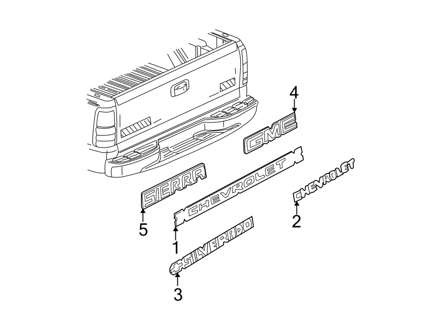 Diagram Pick up box. Exterior trim. for your 2002 GMC Sierra 3500 6.6L Duramax V8 DIESEL M/T 4WD Base Standard Cab Pickup Fleetside 