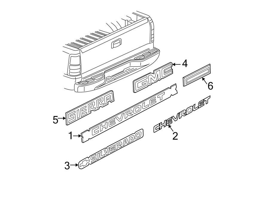 Pick up box. Exterior trim. Diagram