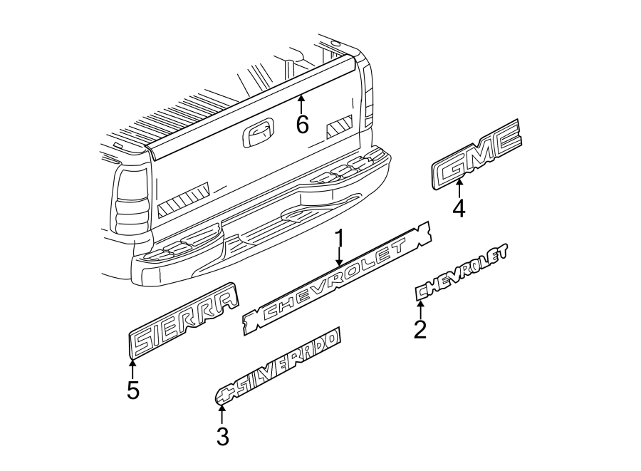 Pick up box. Exterior trim. Diagram