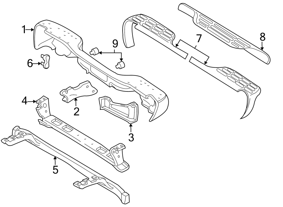 Diagram REAR BUMPER. BUMPER & COMPONENTS. for your 2002 GMC Sierra 3500 6.0L Vortec V8 M/T RWD Base Extended Cab Pickup Fleetside 