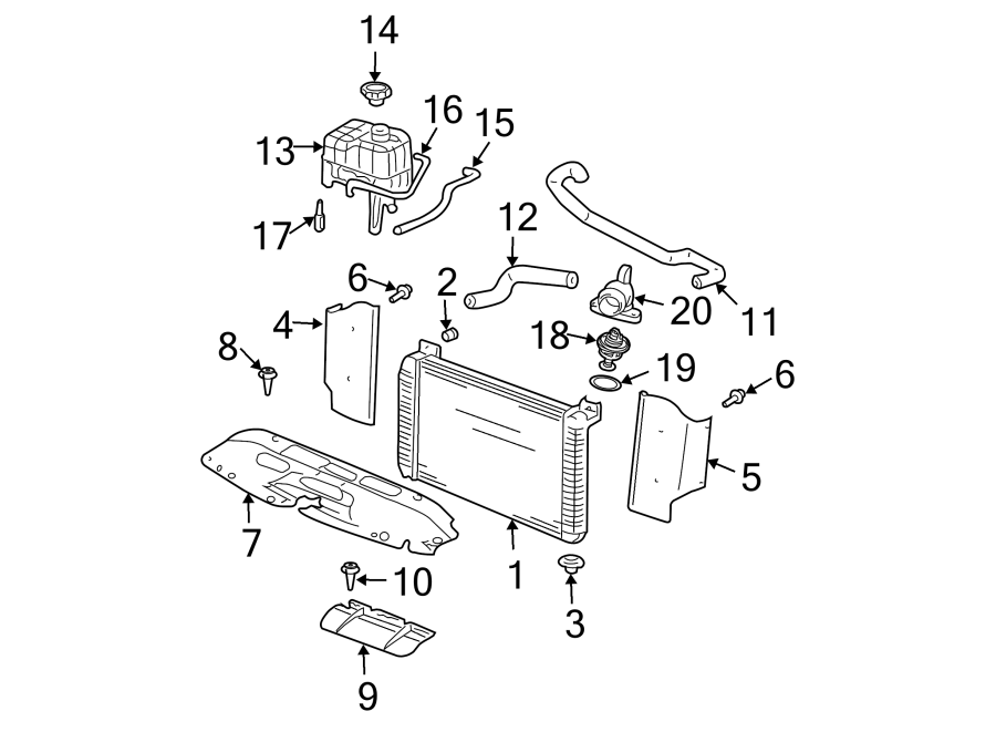 Diagram Radiator & components. for your 2005 GMC Sierra 2500 HD SLE Crew Cab Pickup  