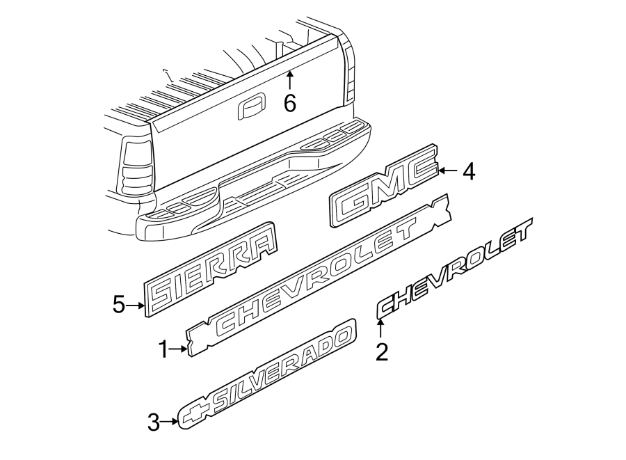 Diagram PICK UP BOX. EXTERIOR TRIM. for your 2005 Chevrolet Silverado 2500 HD LS Crew Cab Pickup 6.0L Vortec V8 CNG A/T 4WD 