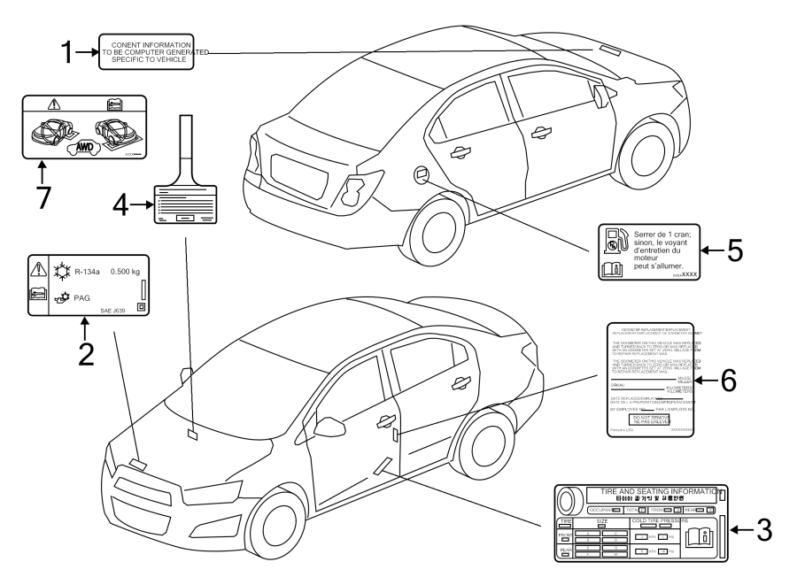 Diagram INFORMATION LABELS. for your 1999 Chevrolet Silverado   