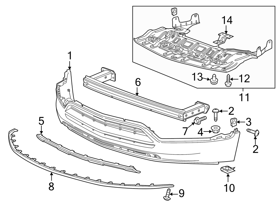 Diagram FRONT BUMPER & GRILLE. BUMPER & COMPONENTS. for your 2006 GMC Sierra 3500  SL Extended Cab Pickup Fleetside 