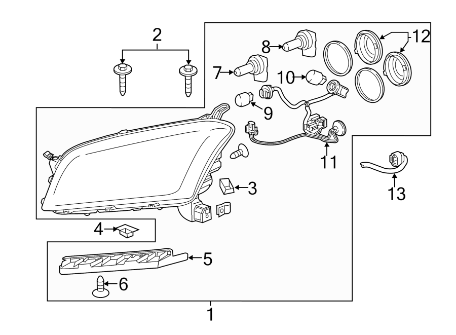 Diagram FRONT LAMPS. HEADLAMP COMPONENTS. for your 2022 Cadillac XT4   