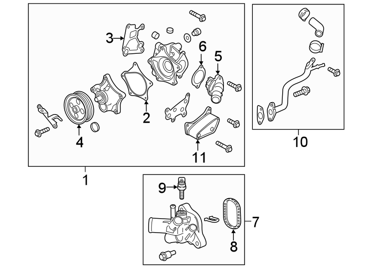 Diagram Water pump. for your 2010 Chevrolet Equinox   