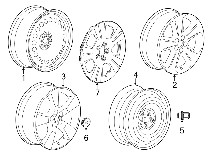 Diagram WHEELS. for your 2017 Chevrolet Trax LS Sport Utility 1.4L Ecotec A/T AWD 