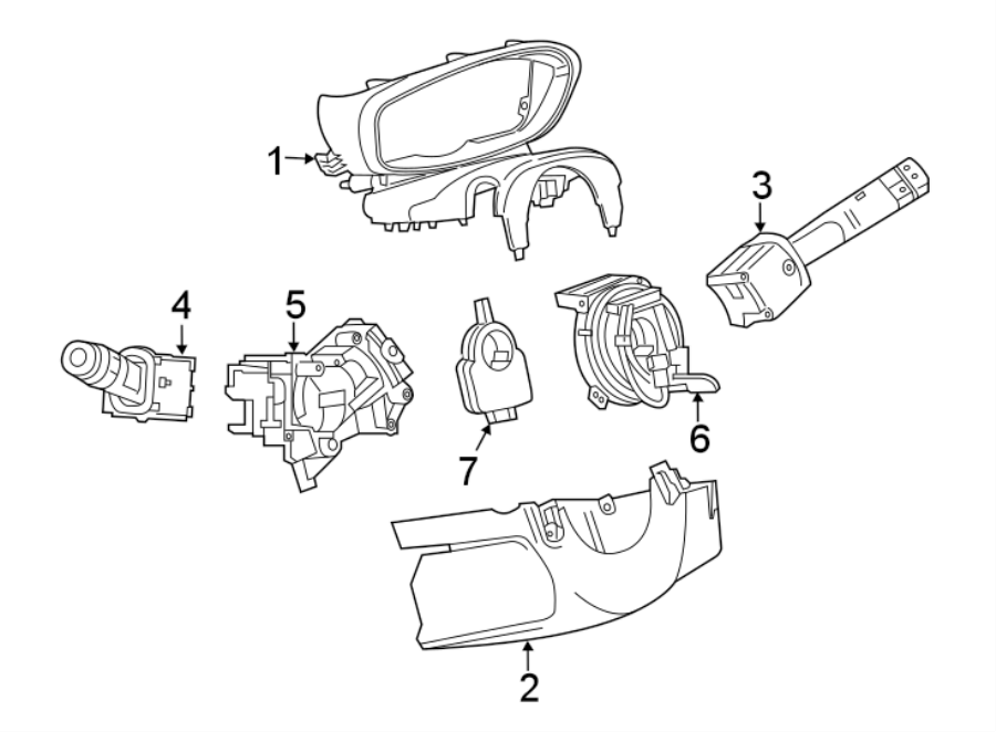 STEERING COLUMN. SHROUD. SWITCHES & LEVERS.