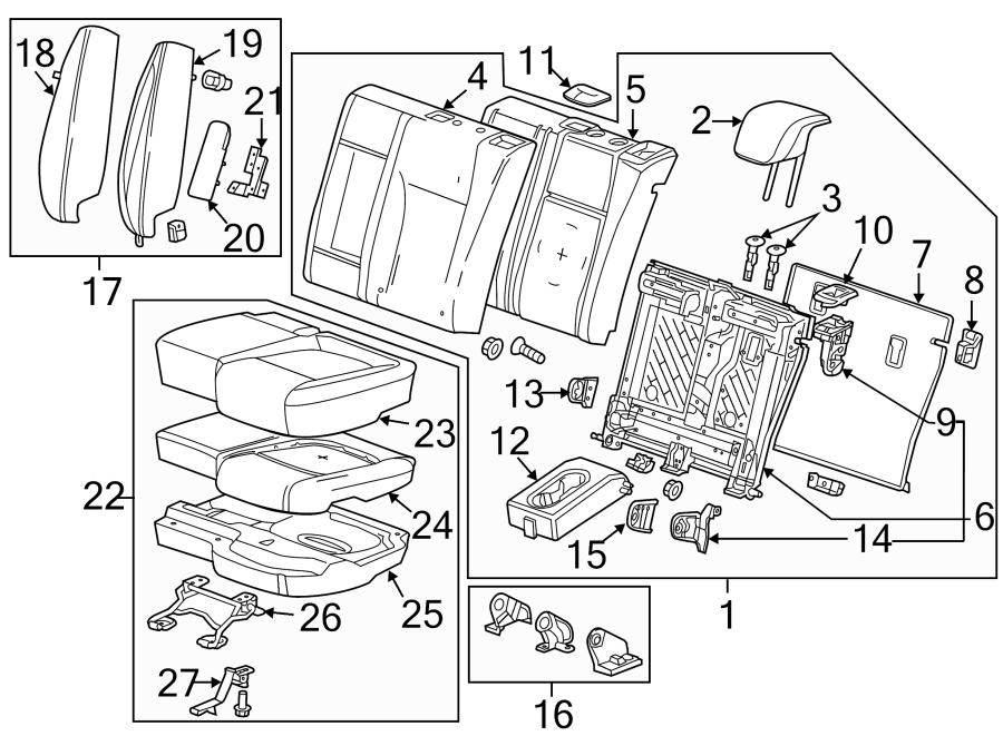 Diagram Seats & tracks. Rear seat components. for your 2005 Chevrolet Express 3500   