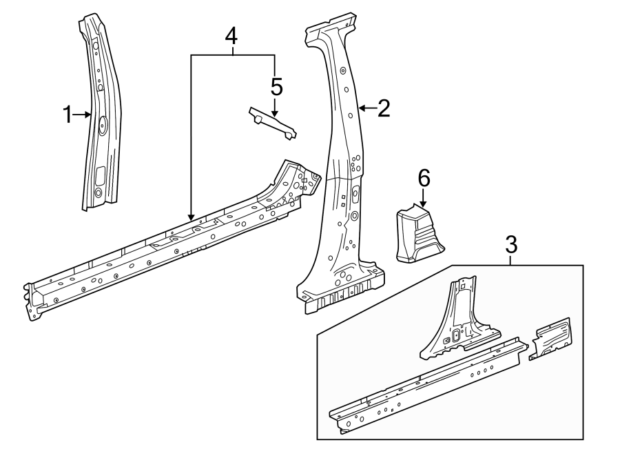 PILLARS. ROCKER & FLOOR. CENTER PILLAR & ROCKER.