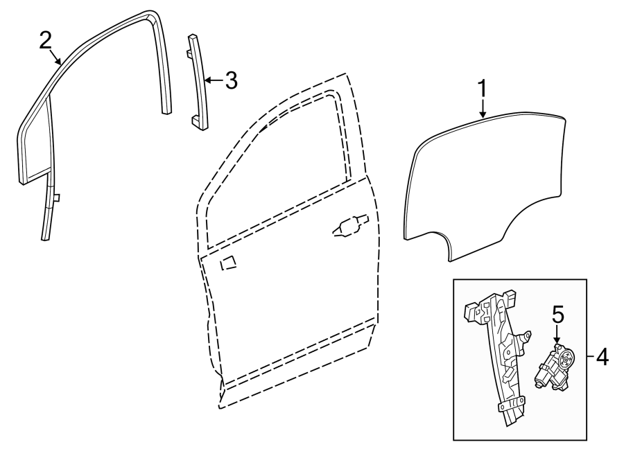 Diagram FRONT DOOR. GLASS & HARDWARE. for your 2020 Chevrolet Spark   