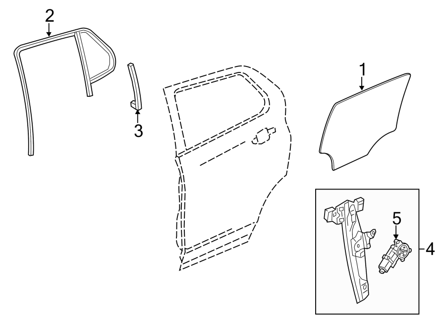 Diagram REAR DOOR. GLASS & HARDWARE. for your 2013 Chevrolet Spark 1.2L Ecotec A/T LT Hatchback 