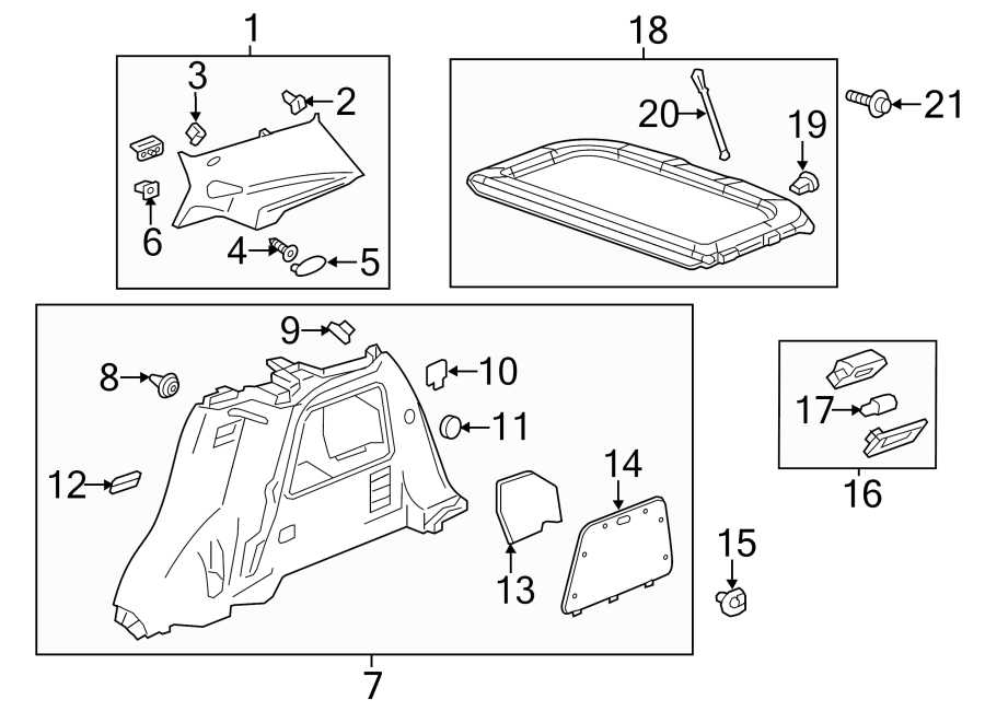 Diagram QUARTER PANEL. INTERIOR TRIM. for your Cadillac ATS  