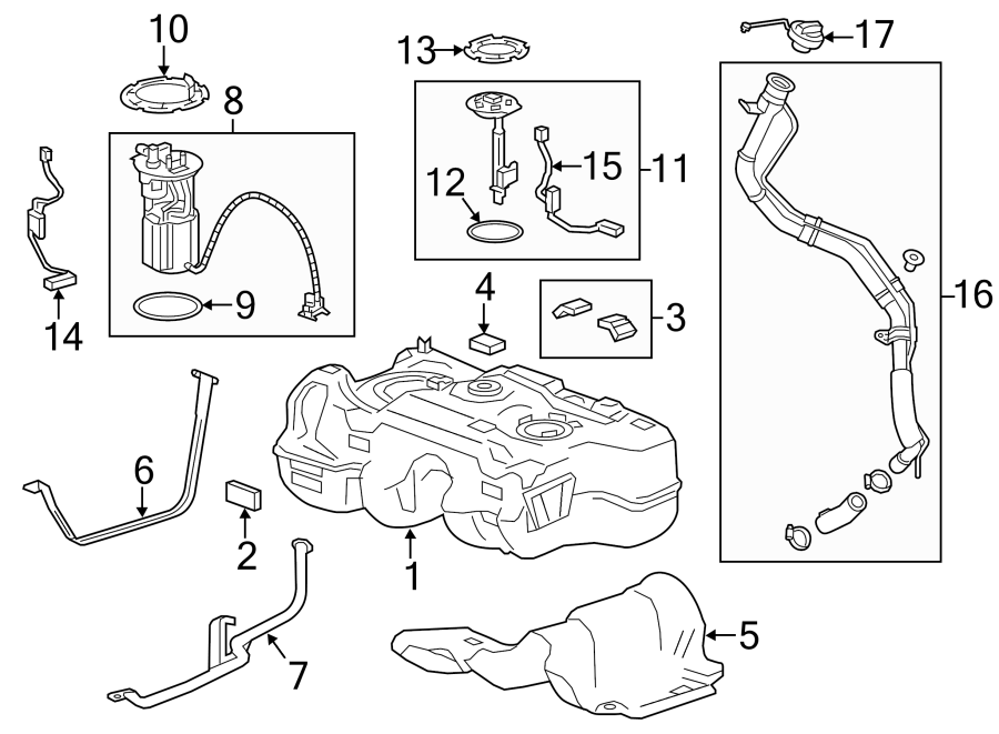 Diagram FUEL SYSTEM COMPONENTS. for your 2020 GMC Yukon   