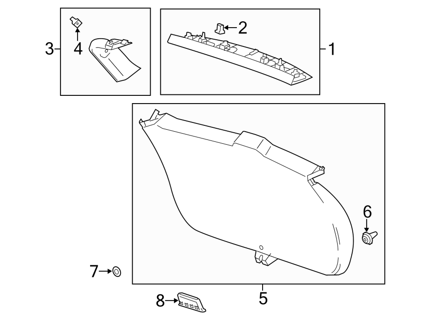 Diagram LIFT GATE. INTERIOR TRIM. for your 2023 Cadillac XT4   