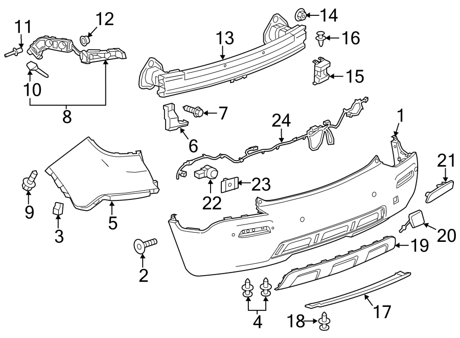 Diagram REAR BUMPER. BUMPER & COMPONENTS. for your 1985 Buick Century   