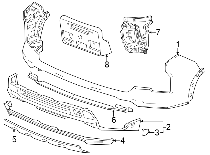 Diagram Front bumper. Exterior trim. for your Chevrolet Silverado  