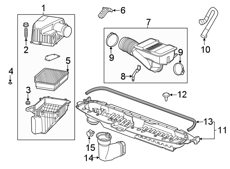 Diagram Air intake. for your 2020 Chevrolet Spark 1.4L Ecotec M/T ACTIV Hatchback 