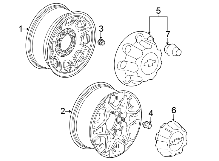 Diagram Wheels. Tires. for your 2003 Chevrolet Trailblazer   