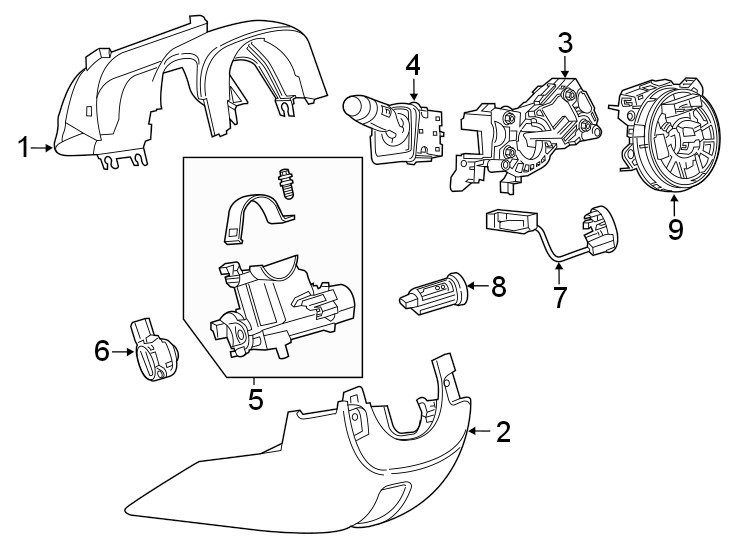 Diagram Steering column. Shroud. Switches & levers. for your 2021 GMC Sierra 2500 HD 6.6L Duramax V8 DIESEL A/T 4WD SLT Crew Cab Pickup 