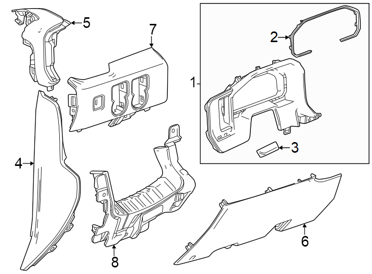 Diagram Instrument panel components. for your 2005 Chevrolet Avalanche 1500   