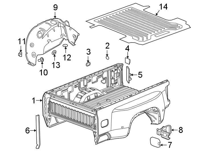 Diagram Pick up box. for your 2005 Chevrolet Suburban 2500   