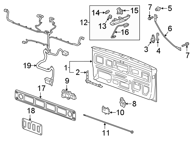 Diagram Pick up box. Tail gate. for your 2021 Chevrolet Colorado   