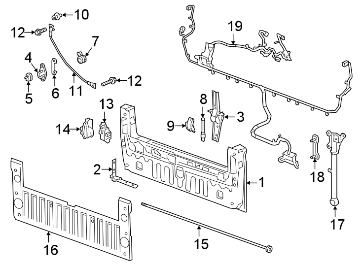 Diagram Pick up box. Tail gate. for your 2023 Chevrolet Silverado 3500 HD LT Standard Cab Pickup Fleetside 6.6L Duramax V8 DIESEL A/T RWD 