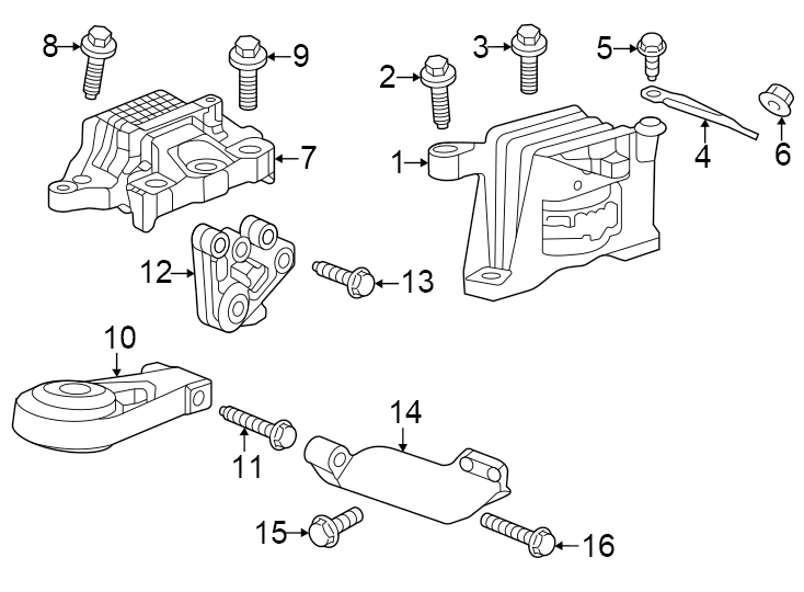 Diagram Engine / transaxle. Engine & TRANS mounting. for your 2021 GMC Sierra 2500 HD 6.6L Duramax V8 DIESEL A/T RWD SLT Crew Cab Pickup 