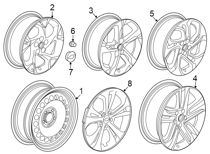 Diagram Wheels. for your 2022 Chevrolet Camaro LT Coupe 2.0L Ecotec A/T 