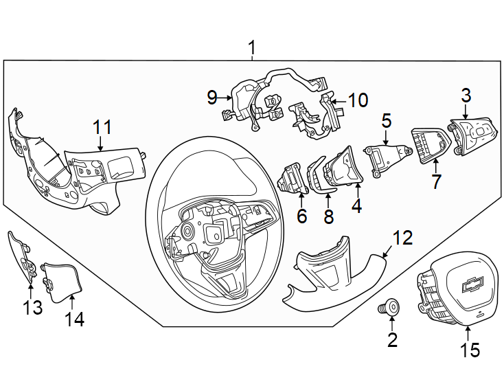 Diagram Steering wheel & trim. for your 2021 Chevrolet Blazer   