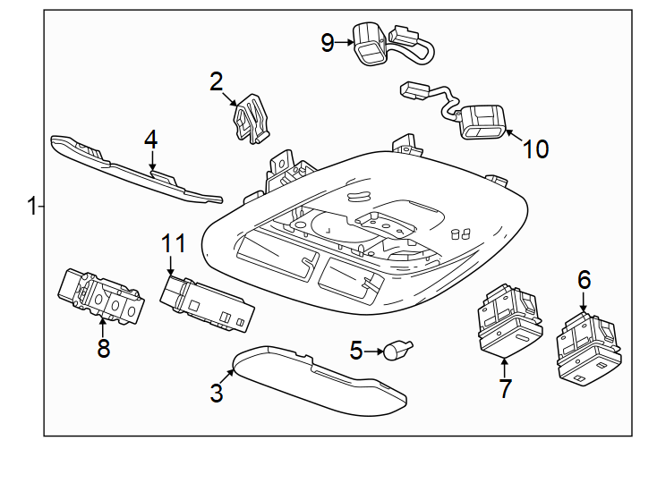 Diagram Overhead console. for your 2011 Chevrolet Tahoe    