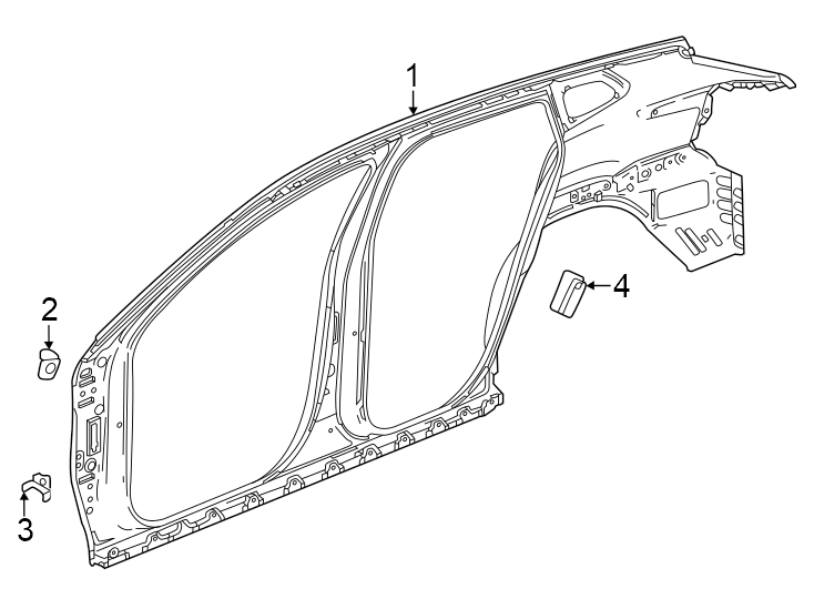 Diagram Pillars. Rocker & floor. Uniside. for your 2021 GMC Sierra 2500 HD  SLT Extended Cab Pickup Fleetside 