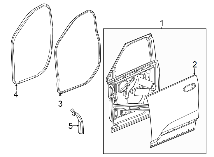 Diagram Front door. Door & components. for your 2020 Chevrolet Blazer   