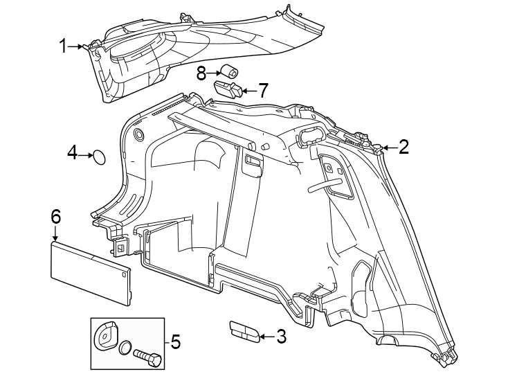 Diagram Quarter panel. Interior trim. for your Cadillac ATS  