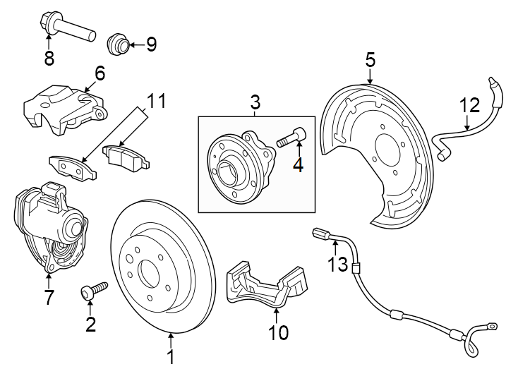 Rear suspension. Brake components. Diagram