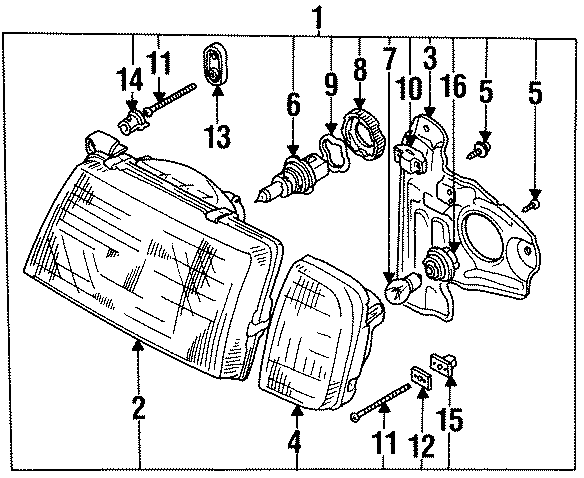 Diagram FRONT LAMPS. HEADLAMP COMPONENTS. for your 2008 Chevrolet Suburban 2500   