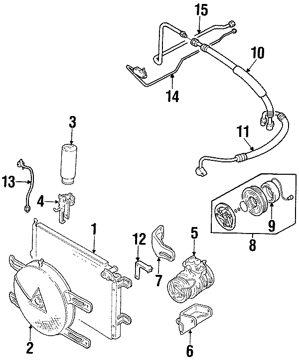 Diagram AIR CONDITIONER & HEATER. COMPRESSOR & LINES. for your 2023 Cadillac XT5 Livery Hearse  