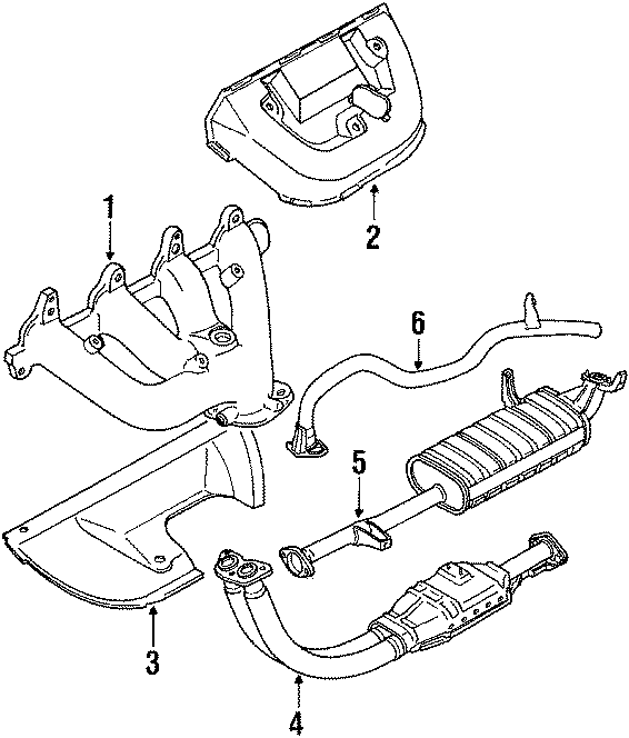 Diagram EXHAUST SYSTEM. EXHAUST COMPONENTS. for your 1992 Chevrolet K3500  Scottsdale Extended Cab Pickup Fleetside 6.5L V8 DIESEL A/T 