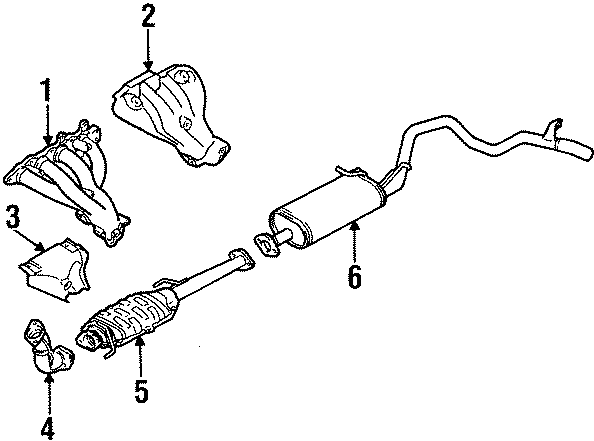 Diagram EXHAUST SYSTEM. EXHAUST COMPONENTS. for your 1992 Chevrolet K3500  Scottsdale Extended Cab Pickup Fleetside 6.5L V8 DIESEL A/T 