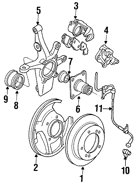 Diagram FRONT SUSPENSION. BRAKE COMPONENTS. for your 2018 GMC Sierra 2500 HD 6.6L Duramax V8 DIESEL A/T RWD SLT Extended Cab Pickup Fleetside 