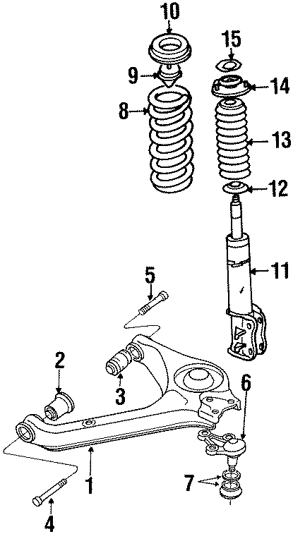 Diagram FRONT SUSPENSION. SUSPENSION COMPONENTS. for your Chevrolet Cavalier  