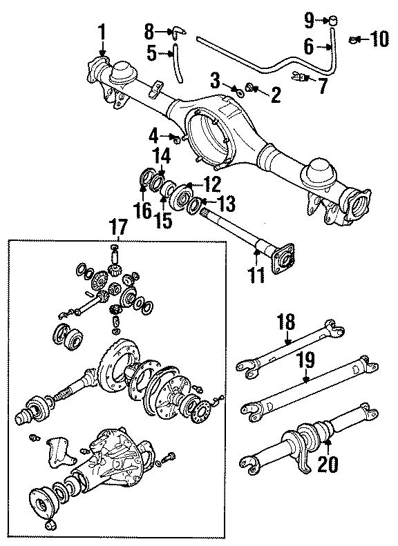 Diagram REAR SUSPENSION. AXLE & DIFFERENTIAL. for your 2011 GMC Sierra 2500 HD 6.6L Duramax V8 DIESEL A/T RWD SLT Extended Cab Pickup Fleetside 