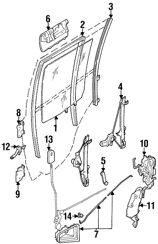 Diagram REAR DOOR. GLASS & HARDWARE. for your 2021 Chevrolet Spark   