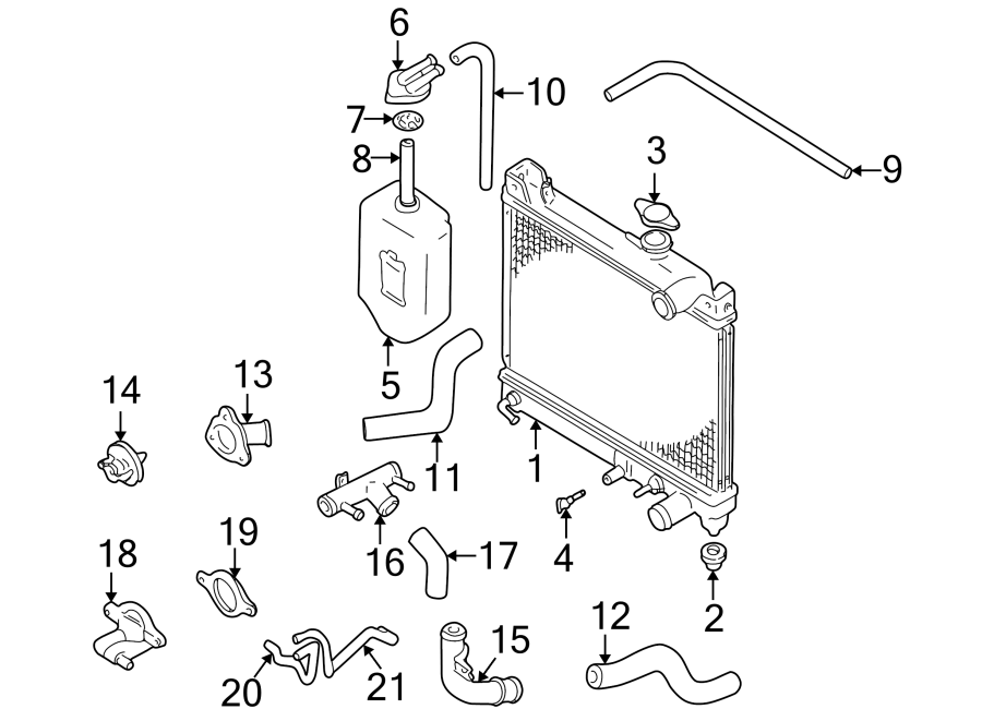 Diagram RADIATOR & COMPONENTS. for your 1995 Chevrolet K2500  Base Standard Cab Pickup Fleetside 4.3L Chevrolet V6 A/T 